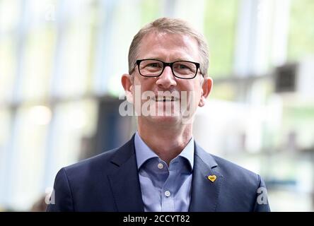 Berlin, Deutschland. August 2020. Rolf Erfurt, Betriebsleiter der BVG, am Rande der Pressekonferenz zu Details zur Beschaffung der U-Bahn-Wagen für die Berliner Verkehrsbetriebe (BVG). Quelle: Britta Pedersen/dpa-Zentralbild/dpa/Alamy Live News Stockfoto