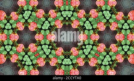 Digital gestaltes Design mit rotem Apfel - Kaleidoskop-Effekt Stockfoto
