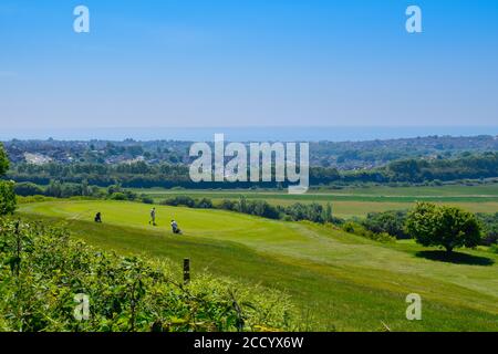 Golfplatz in der englischen Landschaft in der Nähe von Brighton, Großbritannien Stockfoto