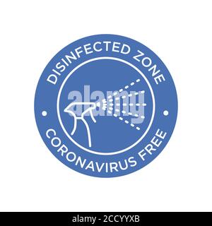 Covid-19 Symbol für freie Zone. Rundes Symbol für desinfizierte Bereiche des Coronavirus. Stock Vektor