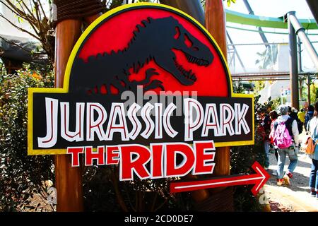 Jurassic Park DAS FAHRSCHILD in Jurassic Park Section Universal Studios Japan. Stockfoto