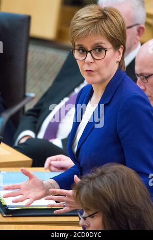 Edinburgh, Schottland, Großbritannien. Im Bild: Nicola Sturgeon MSP - erster Minister von Schottland und Führer der Scottish National Party. Quelle: Colin Fisher/Alamy Live News. Stockfoto