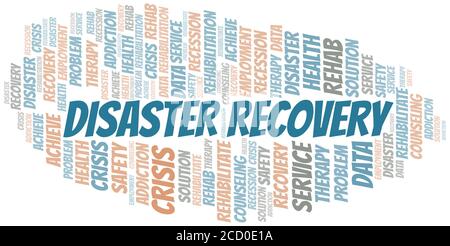 Disaster Recovery Vektor Wort Wolke, nur mit dem Text erstellt. Stock Vektor