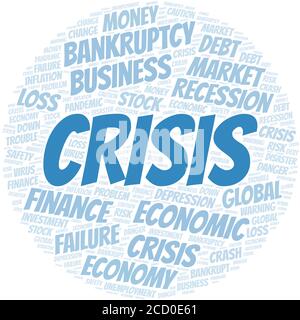 Crisis Word Cloud erstellen nur mit dem Text. Stock Vektor