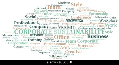Corporate Sustainability Vektor Wort Wolke, nur mit dem Text gemacht. Stock Vektor