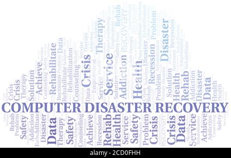 Computer Disaster Recovery Vektor Wort Wolke, nur mit dem Text gemacht. Stock Vektor
