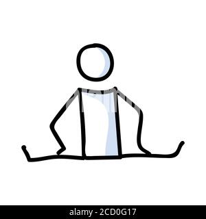 Handgezeichnetes Stickman Ballett Tänzer Stretch Konzept. Einfache Umriss Ballerina Figur Doodle Symbol Cliparts. Für Tanzstudio oder Theater Performer Skizze Stock Vektor