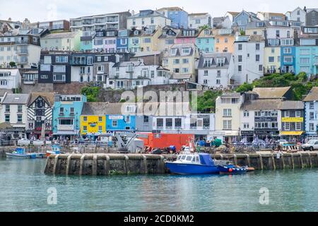 Blick auf den Hafen und Brixham, Devon, UK Stockfoto