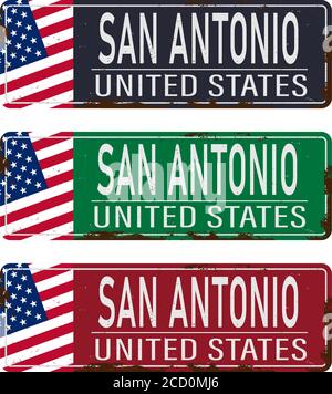 San Antonio Texas State Plate Mockup Spoof über einem weißen Hintergrund Stock Vektor