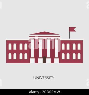 Illustration Des Universitätsgebäudes Auf Grauem Hintergrund, Quadrat, Vektor Stock Vektor