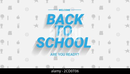 Zurück Zur Schule Text Auf Weißem Hintergrund Mit Muster, Vektor Stock Vektor
