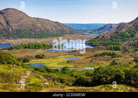 Spektakuläre Sicht auf die Seen von Kerry, der Killarney National Park Stockfoto