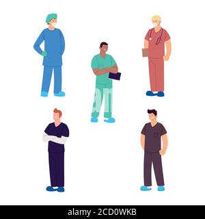 Set von Mitarbeitern im Gesundheitswesen, Ärzte und Krankenschwestern Vektor Illustration Design Stock Vektor