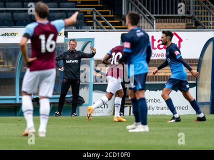 West Ham United Trainer Stuart Pearce während des 2020/21 Pre Season Freundschaftsspiel zwischen Wycombe Wanderers und West Ham United in Adams Park, High Wycombe, England am 25. August 2020. Foto von Liam McAvoy. Stockfoto