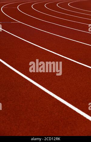 Nahaufnahme der roten Stadion-Laufstrecken Stockfoto