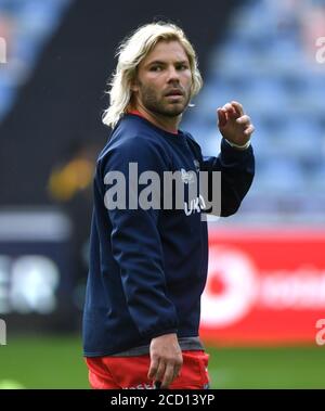 Sale Sharks' FAF De Klerk erwärmt sich vor dem Spiel der Gallagher Premiership in der Ricoh Arena in Coventry. Stockfoto