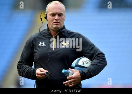 Wasps-Cheftrainer Lee Blackett vor dem Spiel der Gallagher Premiership in der Ricoh Arena, Coventry. Stockfoto