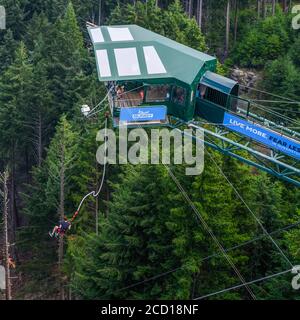 Bungee Jumping von der Skyline Gondola aus gesehen; Queenstown, Otago Region, Neuseeland Stockfoto