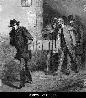 Jack the Ripper. Illustration aus den Illustrated London News im Oktober 1888 mit der Aufschrift "mit dem Wachkommitee im East End - EIN verdächtiger Charakter". Stockfoto