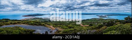 Sterling Poimt, Neuseeland - Ende der Südinsel. Vom Bluff Hill Lookout. Stockfoto