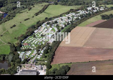 Luftaufnahme des Riverside Meadows Caravan Park, Ripon, North Yorkshire Stockfoto