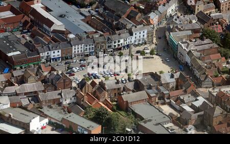 Luftaufnahme des Stadtzentrums von Ripon aus dem Westen, North Yorkshire Stockfoto