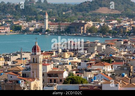 Ein Blick auf zakynthos Stadt auf der griechischen Insel Zante in griechenland. Stockfoto