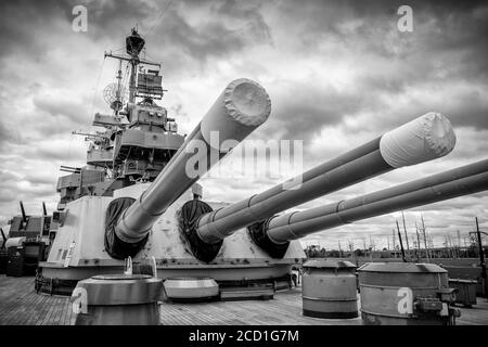 Wilmington, North Carolina/USA - 5. August 2019: USS North Carolina (BB-55) Stockfoto