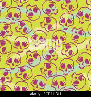 Helle halloween Totenköpfe nahtlose Vektor-Muster Stock Vektor