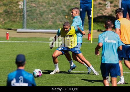 firo: 25.08.2020, Fußball, Trainingslager, Saison 2020/2021, FC Schalke 04, Training, Amine Harit, FC Schalke 04, S04, Schalke, ganze Figur, Duelle, Einsatz weltweit Stockfoto