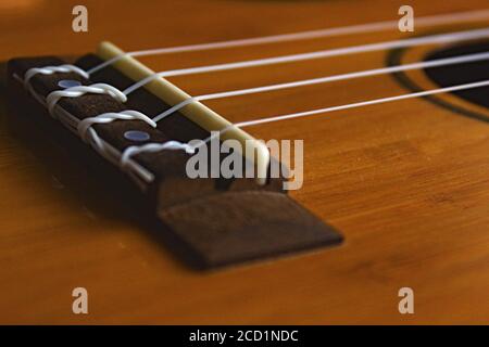 Akustische Ukulele Nahaufnahme Stockfoto