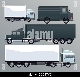 LKW und Vans schwarz-weiß Farben Branding Vektor Illustration Design Stock Vektor