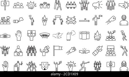 Bündel von fünfzig Protest Set Icons Vektor Illustration Design Stock Vektor