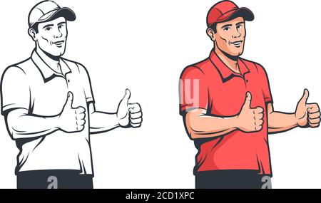 Mann Daumen nach oben im Retro-Stil. Cartoon Menschen Hand wie. Stock Vektor