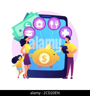 Familienbudget Planung abstraktes Konzept Vektor Illustration. Stock Vektor