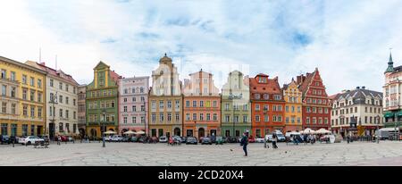 Ein Panorama der bunten Solny Square in Breslau. Stockfoto