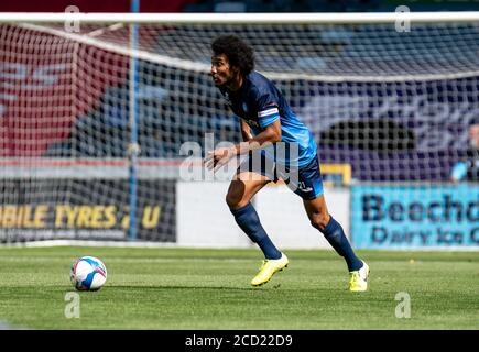 High Wycombe, Großbritannien. August 2020. Darius Charles von Wycombe Wanderers während des 2020/21 Pre Season Freundschaftsspiel zwischen Wycombe Wanderers und West Ham United in Adams Park, High Wycombe, England am 25. August 2020. Foto von Liam McAvoy. Kredit: Prime Media Images/Alamy Live Nachrichten Stockfoto