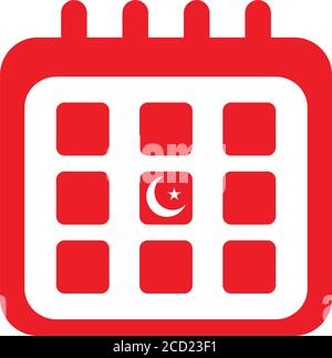 Kalender mit türkei republik Datum auf weißem Hintergrund, flache Stil, Vektor-Illustration Stock Vektor