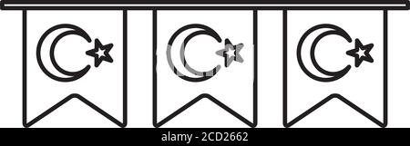 Dekorative Wimpern mit türkei-Flagge-Design auf weißem Hintergrund, Linienstil, Vektor-Illustration Stock Vektor