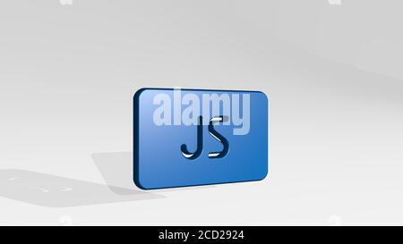 JS 3D-Symbol wirft Schatten, 3D-Illustration Stockfoto
