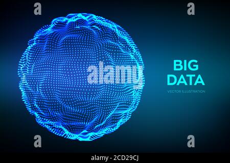 Abstrakter bigdata Science-Hintergrund. Kugelraster. Big-Data-Innovationstechnologie. Blockchain-Netzwerkanalyse. KI Tech futuristisches Drahtmodell Stock Vektor