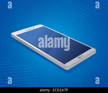 Realistisches Smartphone Mockup auf blauem Hintergrund Stock Vektor