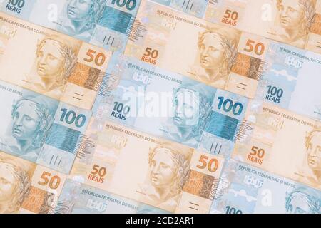 Brasilianisches Geld mit Leerzeichen. Stockfoto