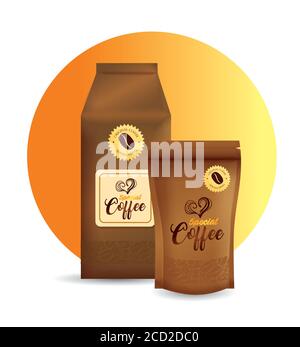 Branding-Mockup-Set für Café, Restaurant, Corporate Identity Mockup, Taschen Papier und Reißverschluss von speziellen Kaffee Stock Vektor