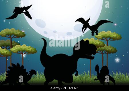 Dinosaurier in der Natur Hintergrund Illustration Stock Vektor