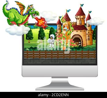 Märchen Hintergrund auf Computer-Bildschirm Illustration Stock Vektor