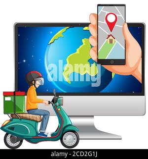 Karte und Position auf elektronischen Geräten Abbildung Stock Vektor