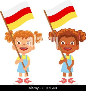 südossetien Flagge in der Hand. Kennzeichen für Kinder. Nationalflagge von südossetien Vektor Stock Vektor