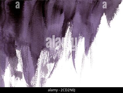 Lila und schwarz abstrakt handbemalt Aquarell Hintergrund. Pinsel im Grunge-Stil. Stockfoto