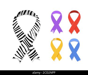Set of Awareness Ribbon Symbol Konzept. Vektorgrafik flach Stock Vektor